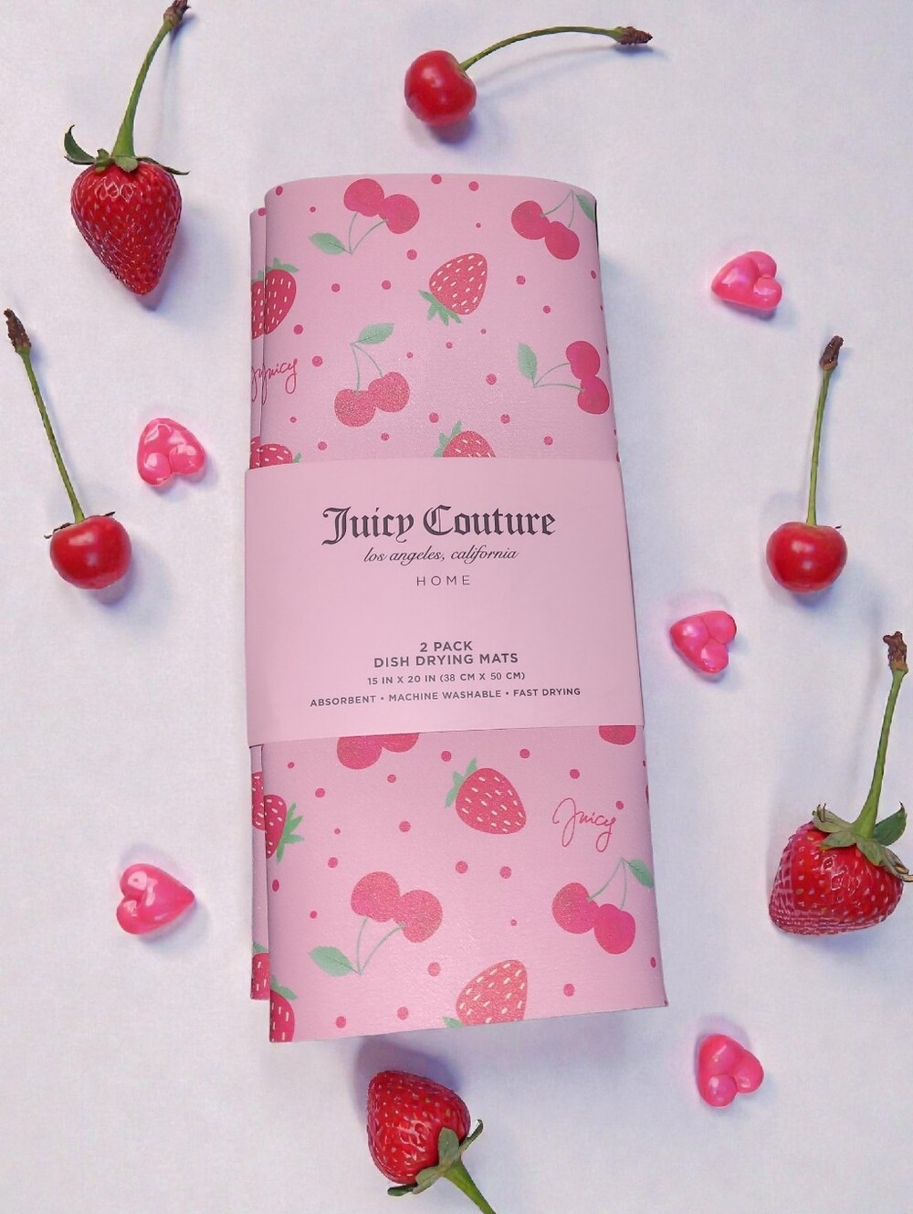 Juicy Couture Pink Strawberry & Cherry Kitchen Drying Mats